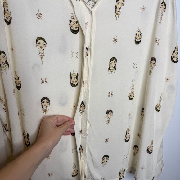 Johnny Was Schofield Button Down Shirt Faces Cream - Large - Picture 6 of 11